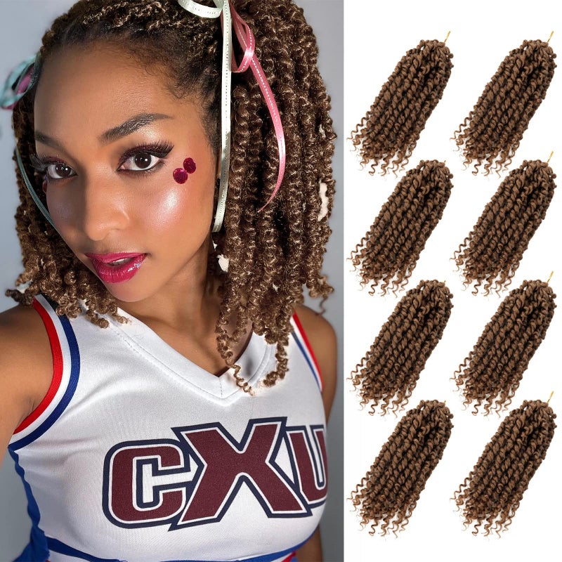 Bileaf Pretwisted Passion Twist Crochet Hair 10 Inch 8 Packs Crochet Passion Twist Pre Looped Short Passion Twist Hair Crochet Braids Bohemian Crochet Hair for Women and Girls 30